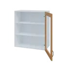 MH - 65S horní skříňka boxová, 1-dveřová, prosklená, pravá, 770x654x440, korpus bílý, dvířko buk roy